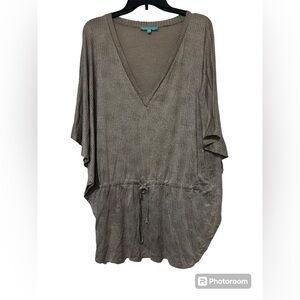 Melissa Odabash Metallic Silver/Gray  Pull On Cover Up Tunic Drawstring Sz M